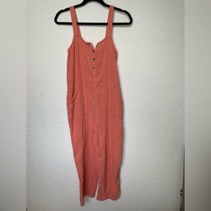 SO button front jumpsuit. Coral. Size XS